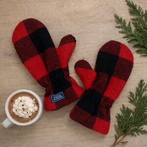 Faribault Woolen Mill Co. Lux Wool Buffalo Check Fleece Lined Mittens Women S/M